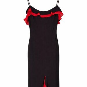 Vintage Betsy & Adam Dress Y2K Red Black Mermaid Goth Prom Made in USA Size 10